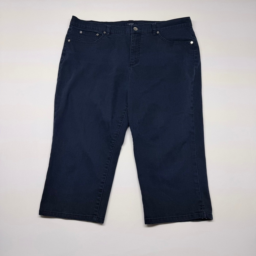 Chaps Womens Navy Blue Denim Capri Pants Size 16 Stretch Cropped Jeans